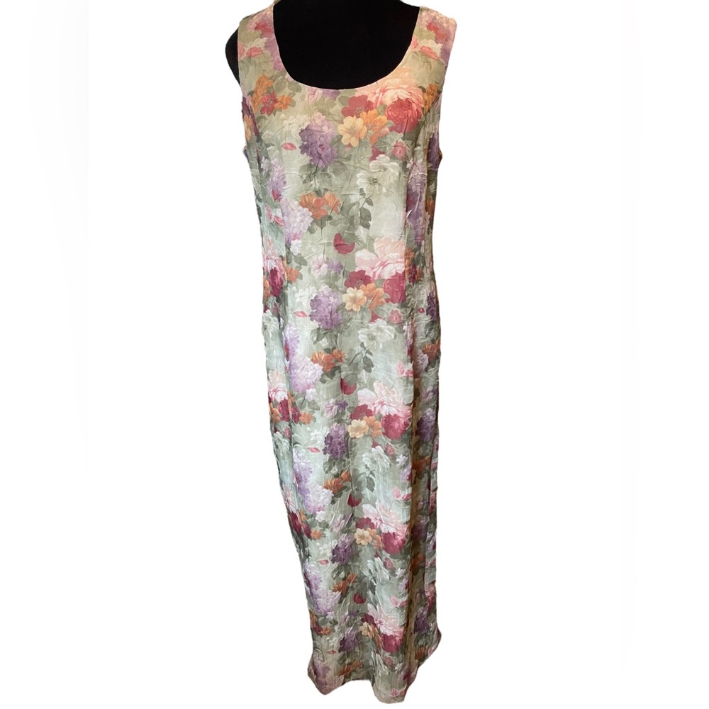 Michael Blair Vintage Cottagecore Witchy Whimsical Floral Crinkle Maxi Dress